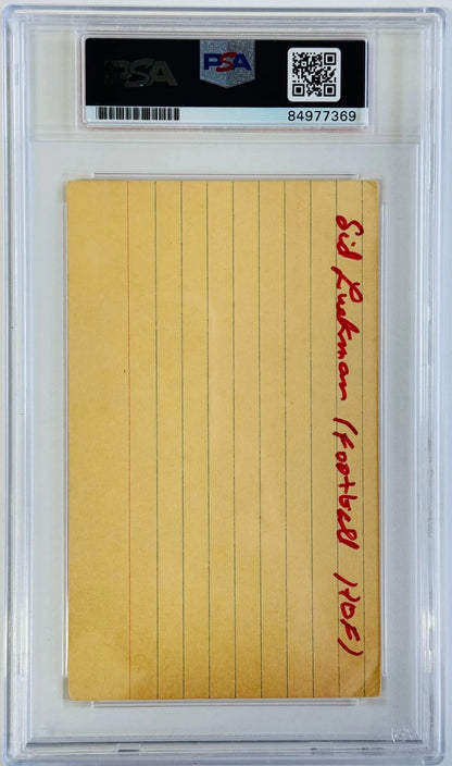 Luckman Sid Autographed Card Index PSA MINT 9