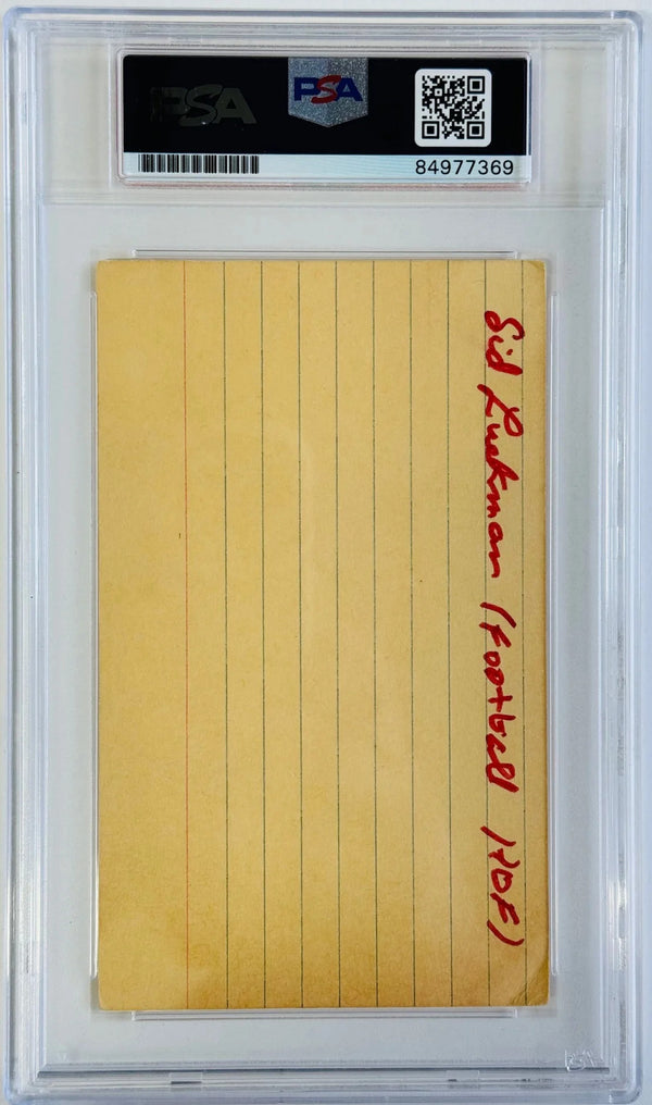 Luckman Sid Autographed Card Index PSA MINT 9