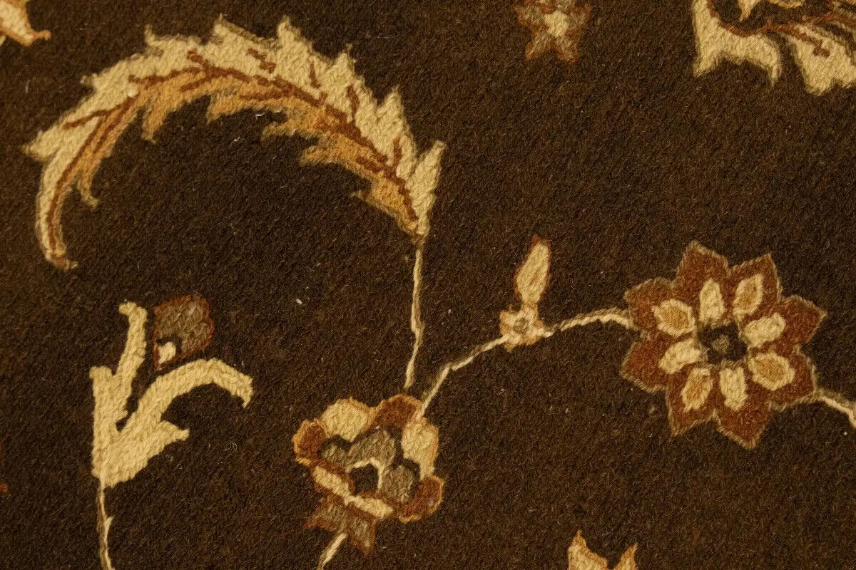 Partially Hand-Woven Brown Floral Sumak Rug