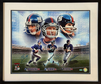 Eli Manning Phil Simms Y.A. Tittle Autographed
