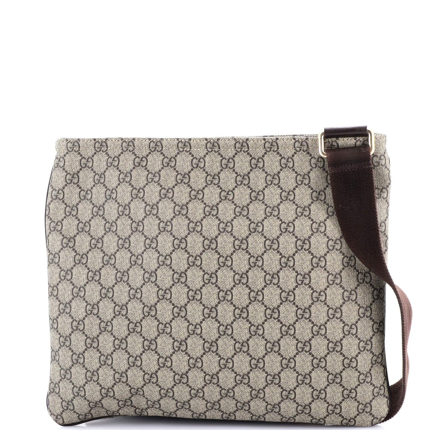 Gucci Zip Top Messenger Bag Gg Coated Canvas Large