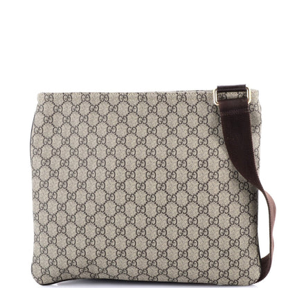 Gucci Zip Top Messenger Bag Gg Coated Canvas Large