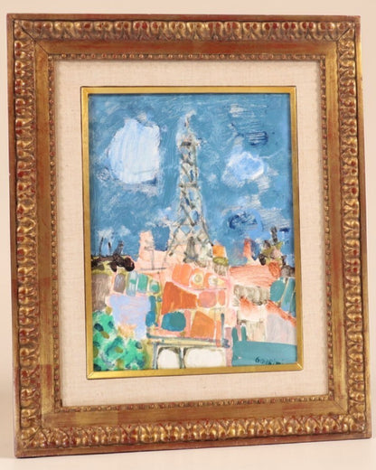 Gilles Gorriti Eiffel Tower Oil Painting Signed French Modern Art Aizpiri Style