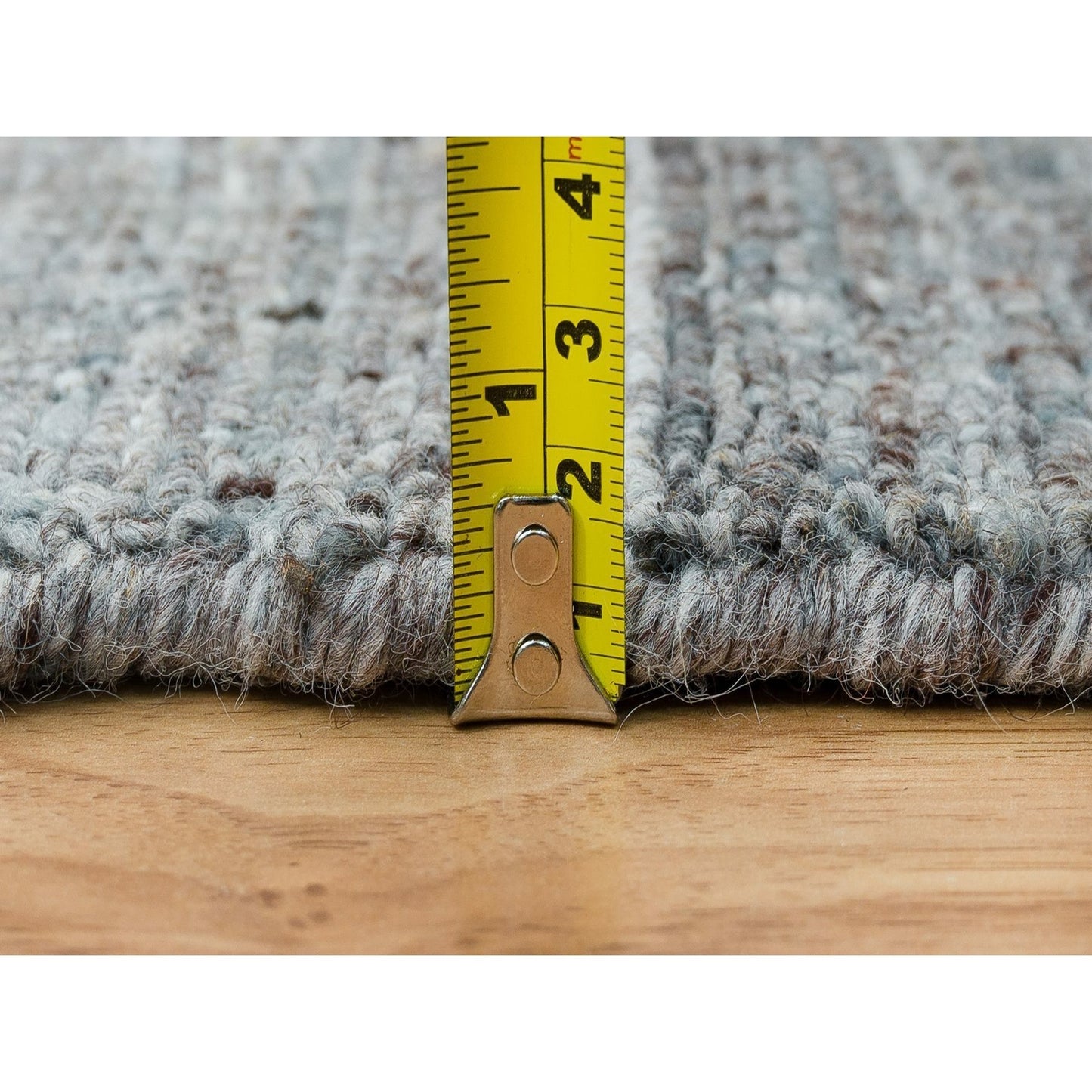 2'7"X14' Gray Wool Hand Loomed Modern Striae Design Runner Oriental Rug