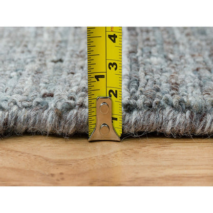 2'7"X14' Gray Wool Hand Loomed Modern Striae Design Runner Oriental Rug