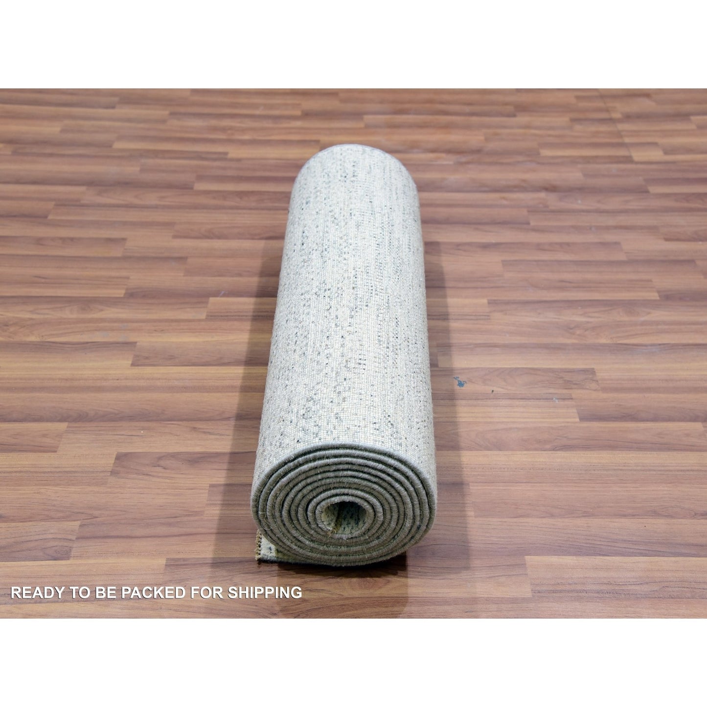 Rug 2'7"x13'9" Owl Gray Hand Knotted Grass Design Undyed Pure Wool Runner