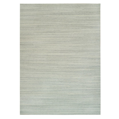 10'1"X14' Old Wood White Hand Loomed Plain Modern Design Undyed Wool Rug