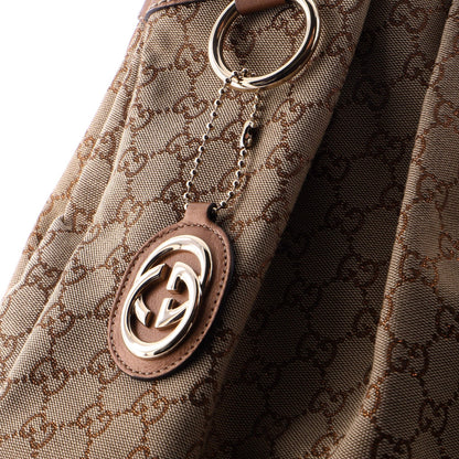 Gucci Sukey Tote Gg Canvas With Leather Large