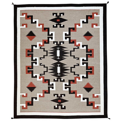 12'2"X14'8" Brown Hand Woven Rug American Geometric Design Flat Weave Wool