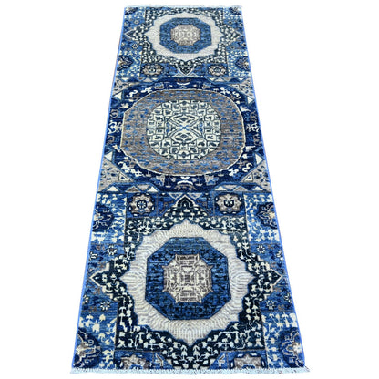 2'4"X6'8" Blue Fine Aryana Soft Wool Hand Knotted Oriental Rug