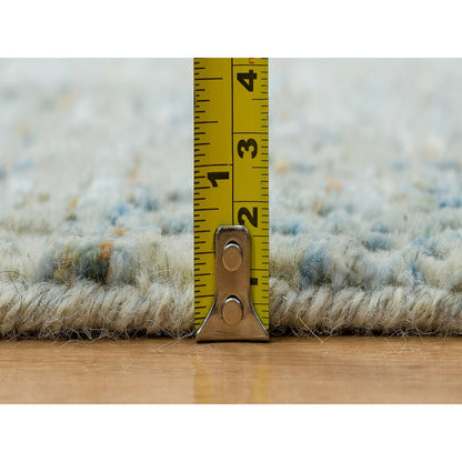 2'6"X12' Gray Modern Jacquard Hand Loomed Wool And Silk Runner Rug