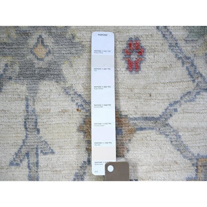 6'1"X9'4" Ivory Hand Knotted Afghan Angora Oushak Soft Wool Rug