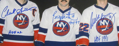 Gilles/Trottier/Bossy Hof Multi-Signed/Inscr