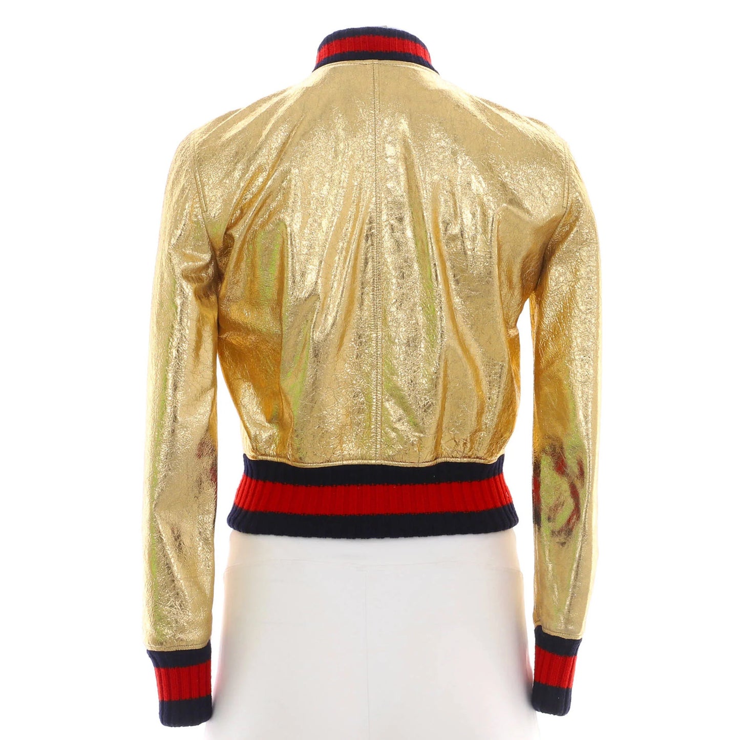 Gucci Women'S Bomber Jacket Metallic Leather