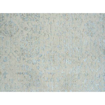 12'X17'10" Gray Jacquard Hand Loomed Tebraz Wool And Silk Oversized Rug