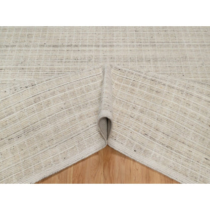 8'X10' Ivory Loomed Knotted Modern Plain Decor Box Design Soft Wool Rug
