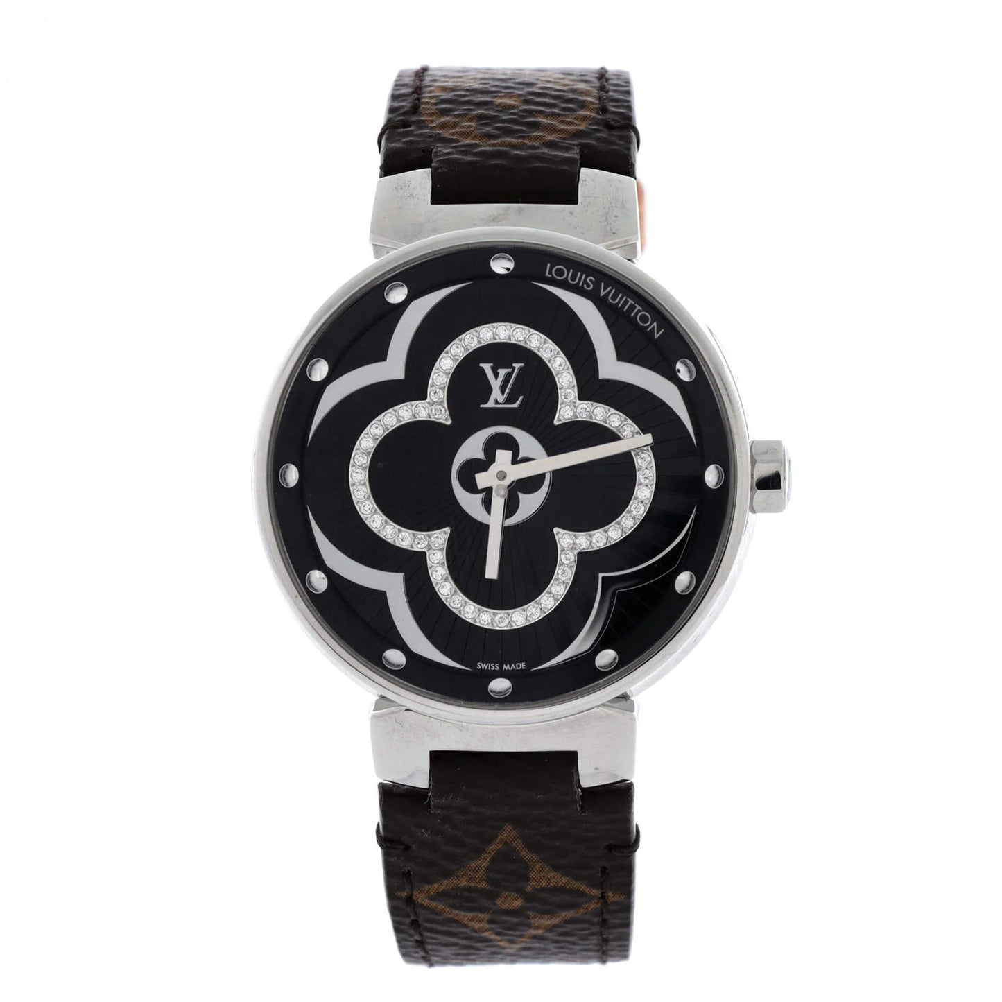Louis Vuitton Tambour Moon Divine Quartz Watch Stainless Steel And Monogram