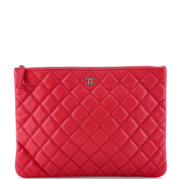 Chanel O Case Clutch Quilted Caviar Medium