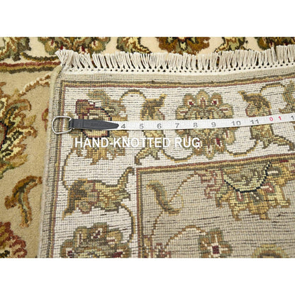 2'6"X8' Brown Rajasthan Leaf Design Hand Knotted Wool & Silk Runner Rug