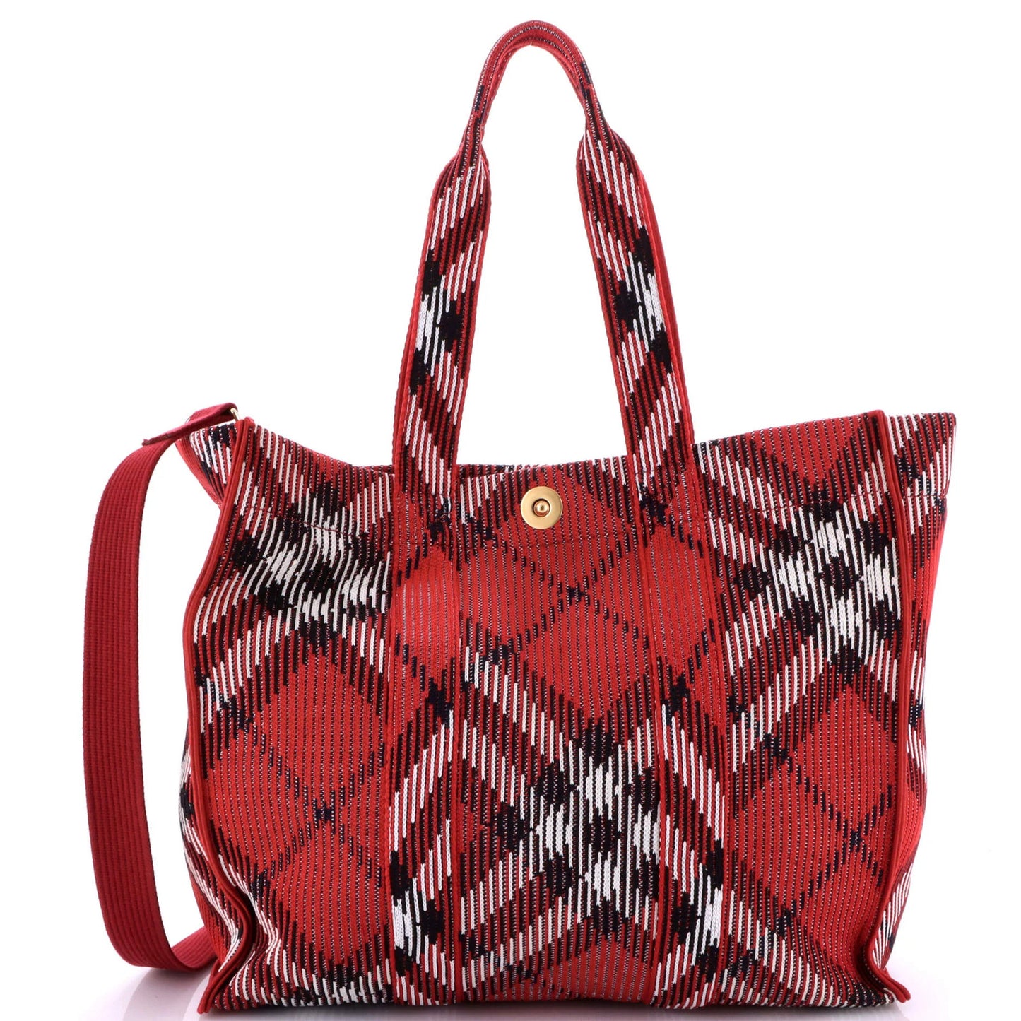 Burberry Shopper Tote Knit Check Jacquard Medium