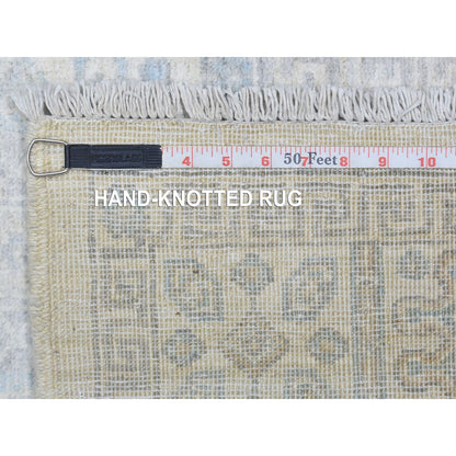 4'X11'8" Ivory White Wash Peshawar Wool Hand Knotted Wide Runner Rug