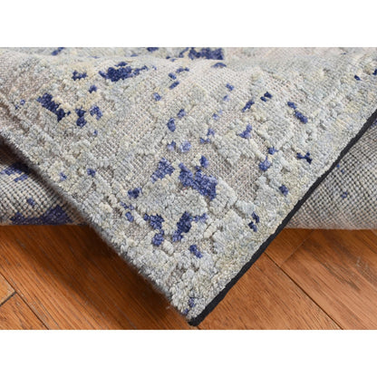 2'X3'1" Gray Cypress Tree Design Silk With Wool Hand Knotted Sample Rug