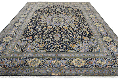 Handmade Oriental Rug Purple-Navy Medallion