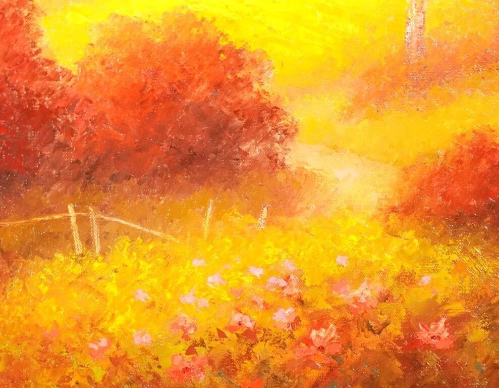 Ronald Greg (Usa) 'Autumn Along The Yonne' Original Oil Painting, Signed, Framed