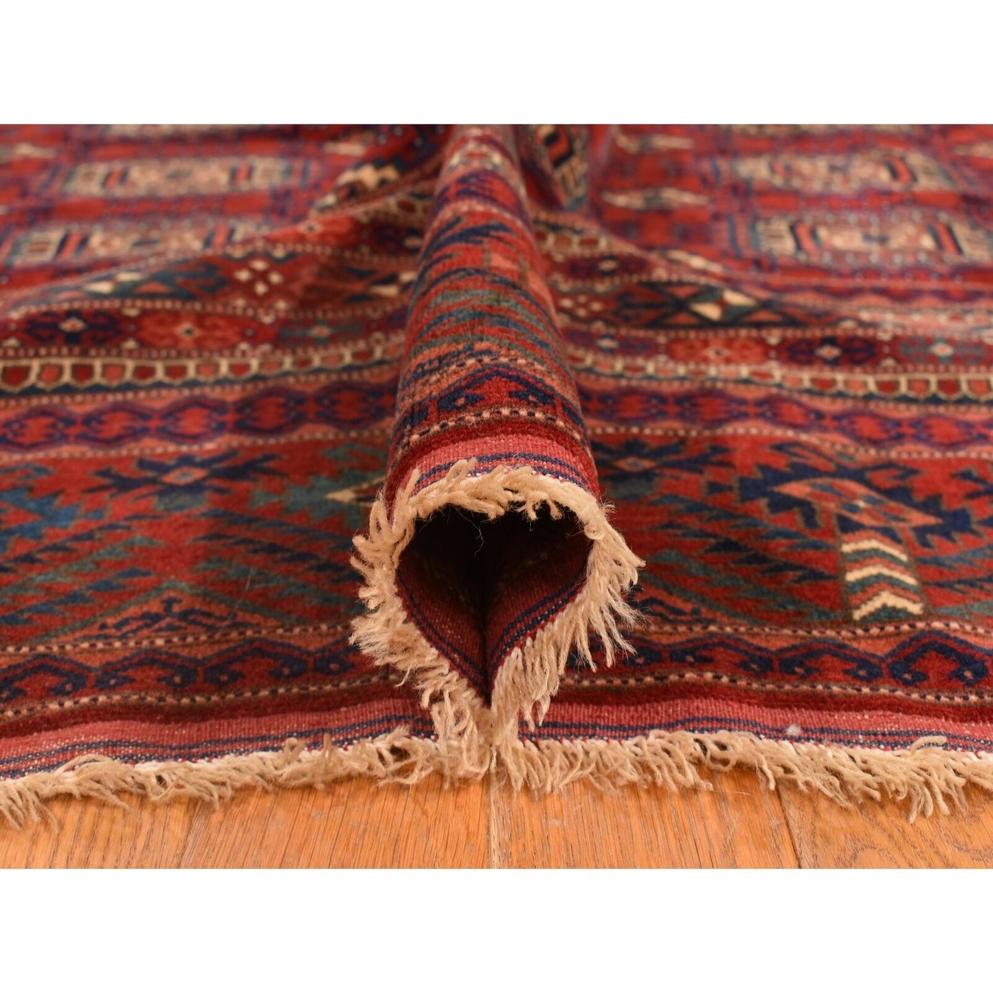 6'10"X9'7" Angels Red Antique Tourkaman Clean 100% Wool Hand Knotted Rug
