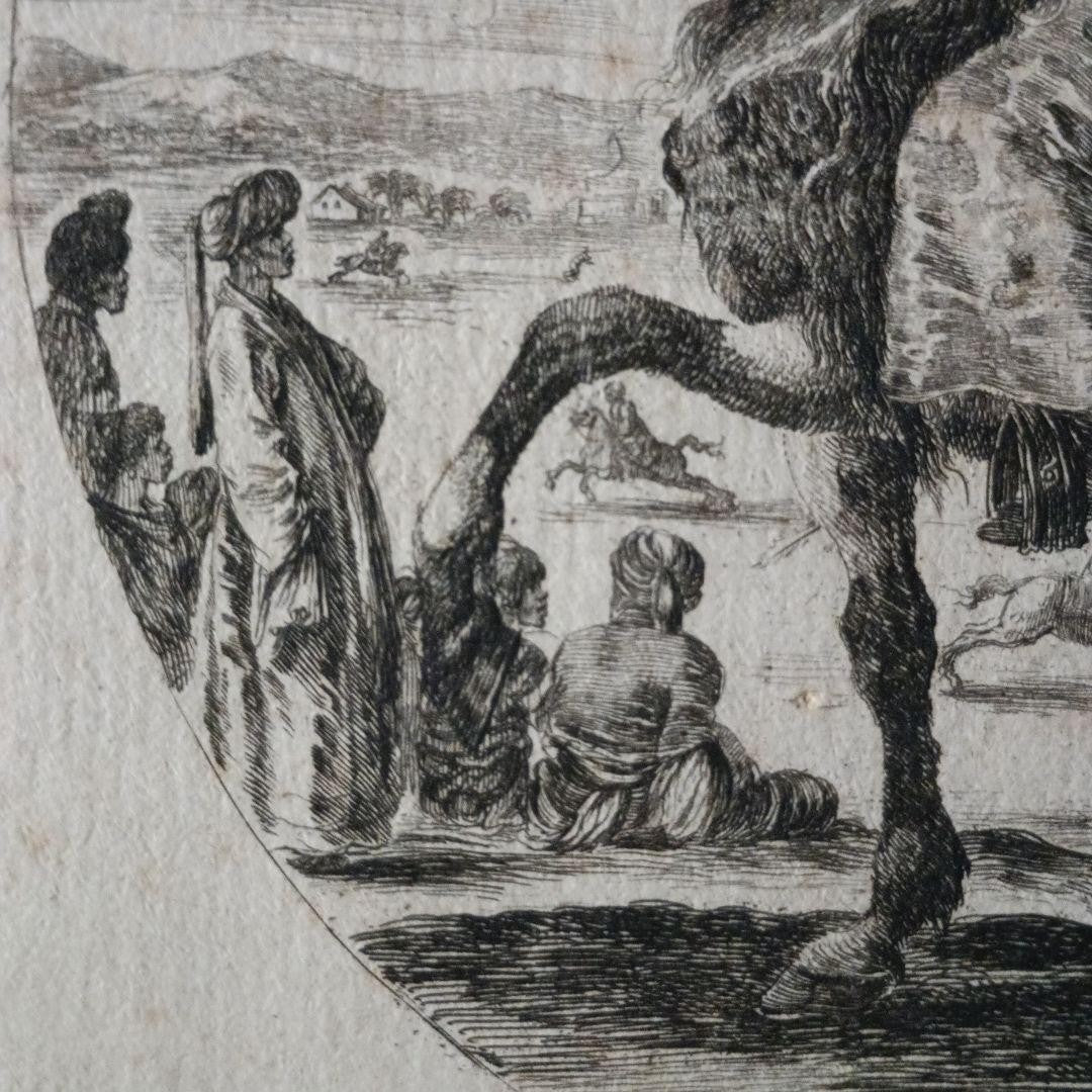 Stefano Della Bella Original Etching 1640 Coloured Man On Horseback Paris Coa