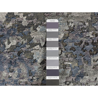 7'10"X9'9" Gray Modern Abstract Design Wool And Silk Hand Knotted Rug