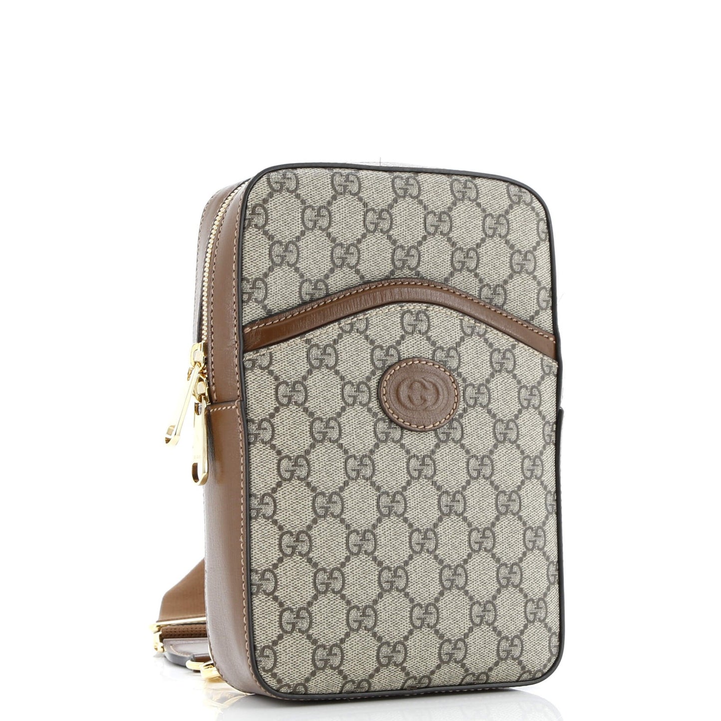Gucci Interlocking G Patch Sling Bag Gg Coated Canvas Small