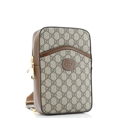 Gucci Interlocking G Patch Sling Bag Gg Coated Canvas Small