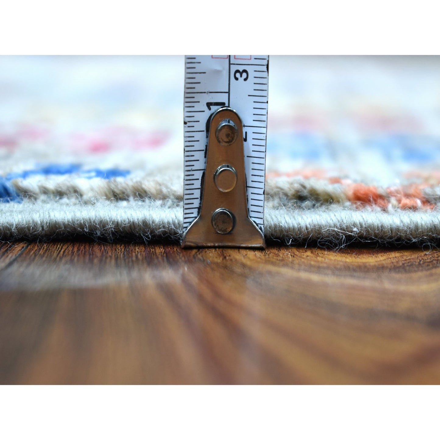 Rug 3'x7'7" Gray Super Kazak Khorjin Design Hand Knotted Pure Wool Runner