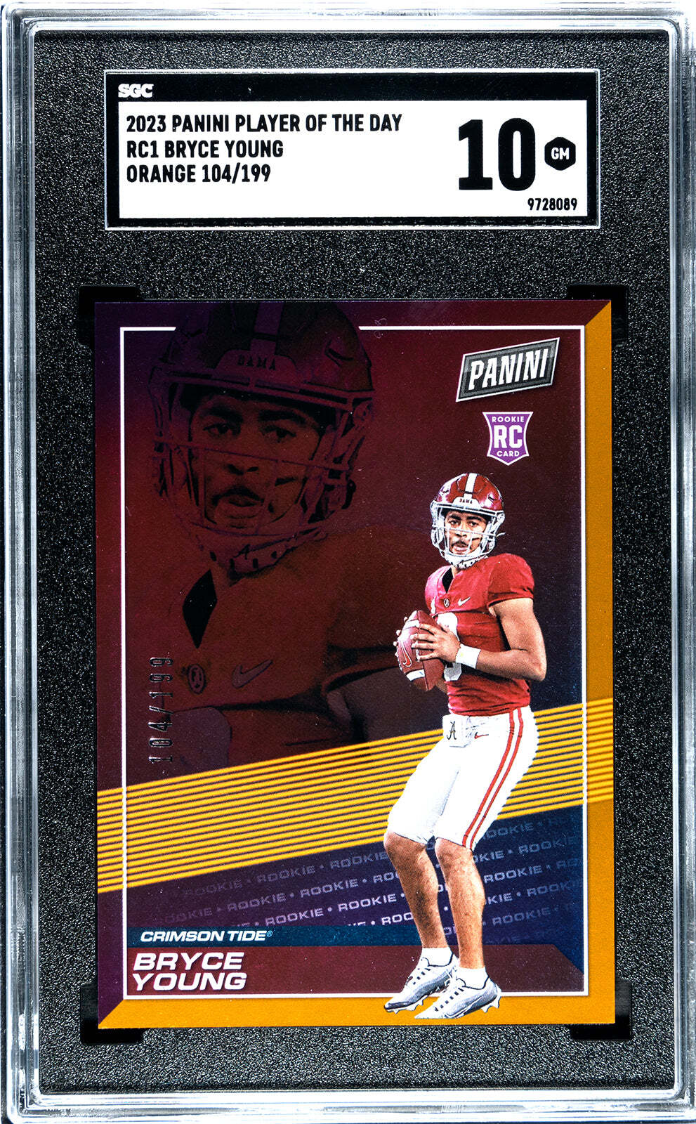 Bryce Young 2023 Panini Player Of The Day Orange /199 #Rc1 Sgc 10
