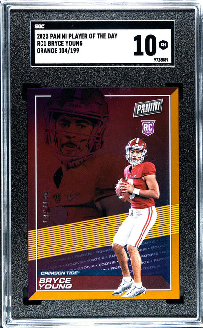 Bryce Young 2023 Panini Player Of The Day Orange /199 #Rc1 Sgc 10