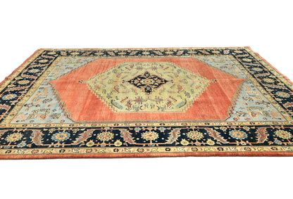 Tribal Geometric Heriz Serapi Oriental Rug Living