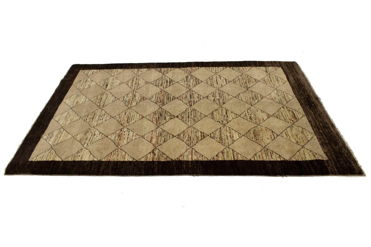 ft Handmade Gabbeh Chobi Oriental Rug Modern Tribal Border Plush Rare Carpet 4X6