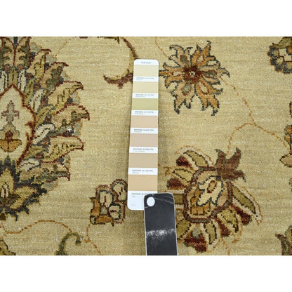 6'5"X8'2" Ivory Agra Ziegler Design Leaf Pattern Hand Knotted Wool Rug