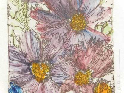 Joanne Isaac Bouquet I Hand Colored Etching Limited Edition Signed Floral Art