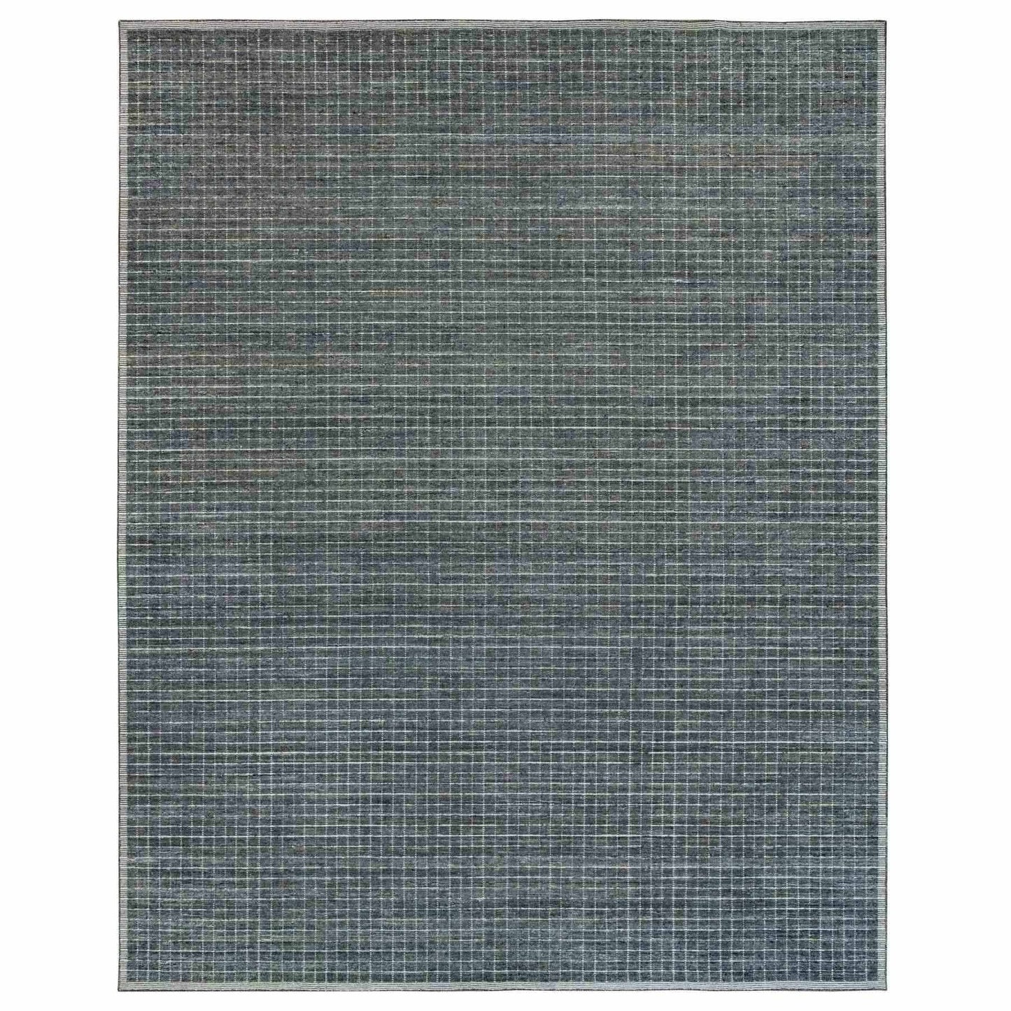 12'X14'9" Gray Modern Box Design Plain Wool Loomed Knotted Oversized Rug