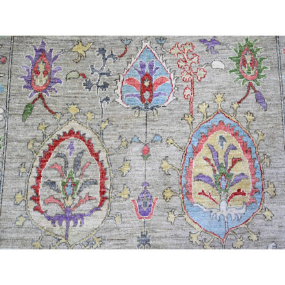 9'X12'2" Light Beige Soft Wool Hand Knotted Fine Peshawar Rug