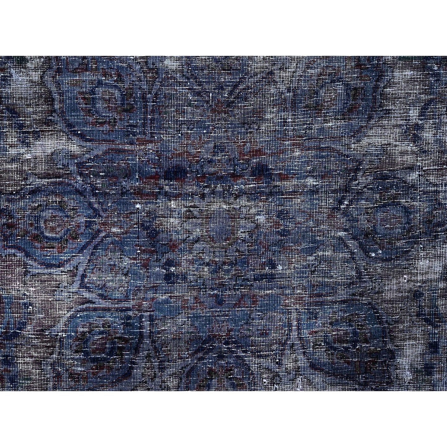 6'5"X10'3" Blue Overdyed Semi Antique Tebraz Hand Knotted Oriental Rug