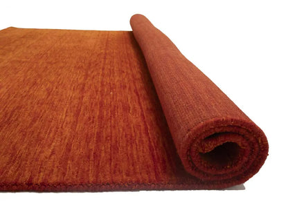 Orange-Red Gabbeh Modern Square Rug Wool Tribal