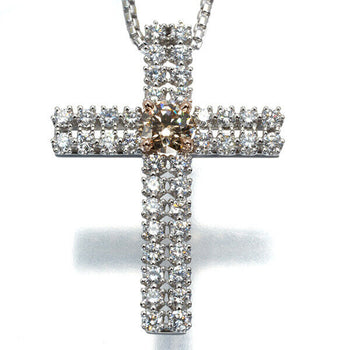 Kashikey Necklace Cross Diamond 0.52Ct/1.00Ct 900 Platinum/18K Rg/Wg
