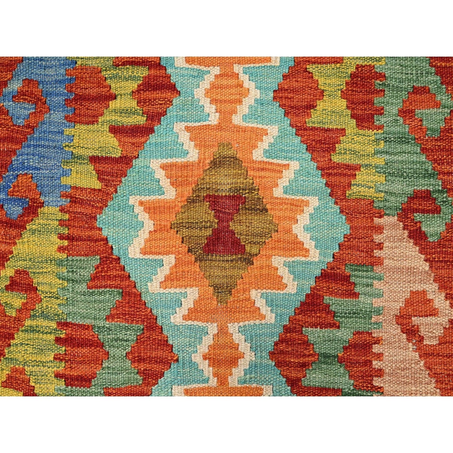 1'9"X5' Colorful Afghan Kilim 100% Wool Rug Flat Weave Hand Woven Runner