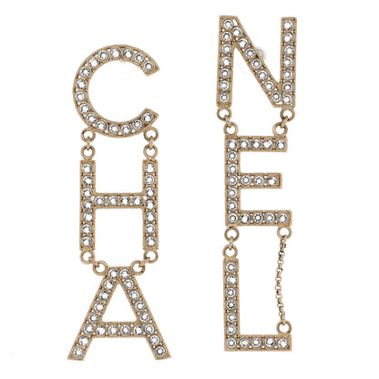 Chanel Cha-Nel Drop Earrings Metal With Crystals