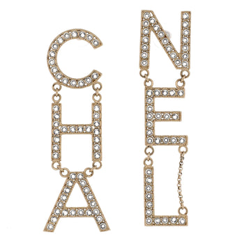 Chanel Cha-Nel Drop Earrings Metal With Crystals