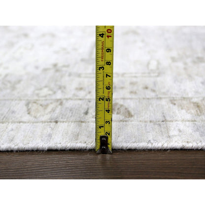 9'X12' Gray Vintage Tebraz All Over Design Hand Knotted Oxidized Wool Rug