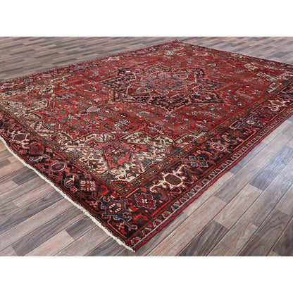 8'10"X11'10" Blush Red Vintage Zoroastrian Heris All Wool Hand Knotted Rug